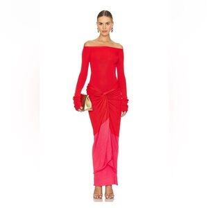 New Baobab AMAR Dress off shoulder maxi medium knot draped waist